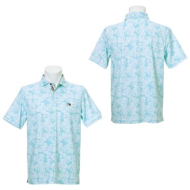 トミー ヒルフィガー ゴルフ　メンズ ロゴ刺繍 総柄 リーフプリント 半袖 ポロシャツ THMA140　2021年モデル 詳細3