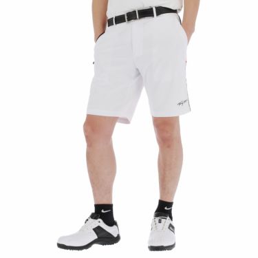 トミー ヒルフィガー ゴルフ　メンズ ロゴ刺繍 サイドライン 水陸両用 ストレッチ ショートパンツ THMA143　2021年モデル ホワイト（00）