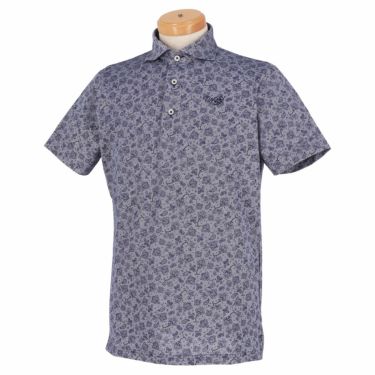 MOCO モコ　メンズ 鹿の子 総柄プリント 半袖 ワイドカラー ポロシャツ 21-2211342　2021年モデル ブルー（94）