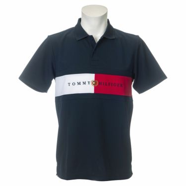 トミー ヒルフィガー ゴルフ　メンズ エンブレム刺繍 フラッグ切替 半袖 ポロシャツ THMA225　2022年モデル ネイビー（30）