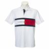トミー ヒルフィガー ゴルフ　メンズ エンブレム刺繍 フラッグ切替 半袖 ポロシャツ THMA225　2022年モデル ホワイト（00）