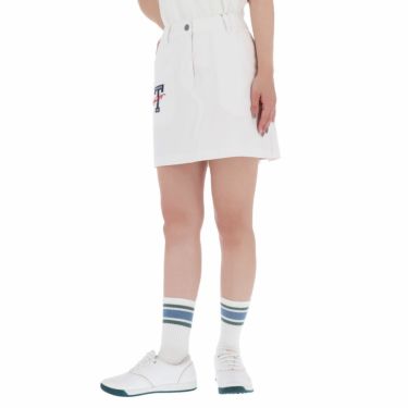 トミー ヒルフィガー ゴルフ　レディース ロゴ刺繍 背面タック ストレッチ スカート THLA113　2021年モデル ホワイト（00）