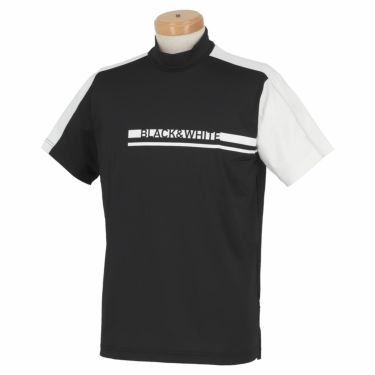 ブラック＆ホワイト Black＆White　ホワイトライン メンズ バイカラー アシンメトリーデザイン 半袖 モックネックシャツ BGS9502WL　2022年モデル ブラック（20）