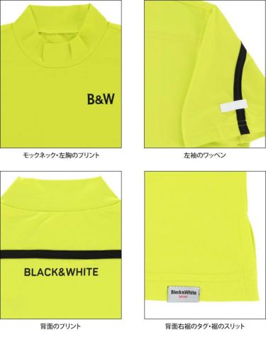 ブラック＆ホワイト Black＆White　ホワイトライン レディース ライン使い 半袖 モックネックシャツ BLS9502WM　2022年モデル 詳細4