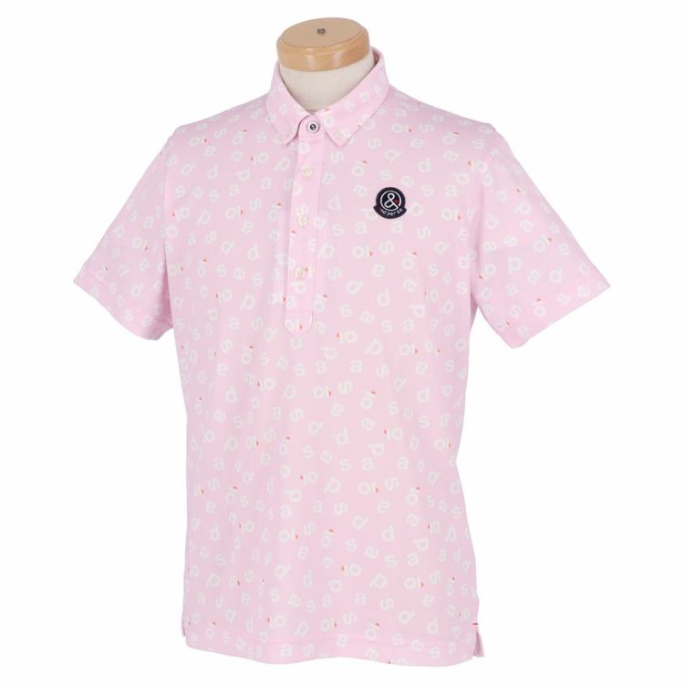 アンパスィ 2022年モデル 半袖ポロシャツ ロゴ 総柄 ピンク L