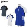 スリクソン SRIXON　メンズ タイポグラフィプリント メッシュ切替 バイカラー 半袖 ハーフジップシャツ RGMRJA04　2021年モデル