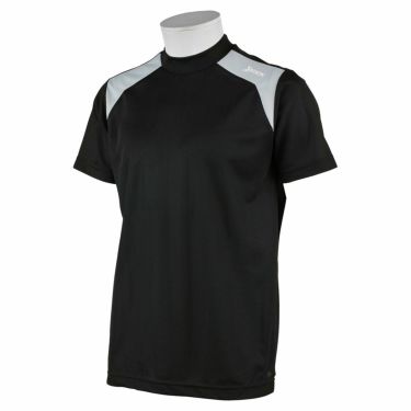 スリクソン SRIXON　メンズ メッシュ生地 配色切替 半袖 モックネックシャツ RGMRJA05　2021年モデル ブラック（BK00）