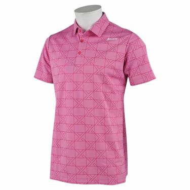 スリクソン SRIXON　メンズ ロゴプリント 総柄 ストレッチ 半袖 ポロシャツ RGMRJA16　2021年モデル ピンク（PK00）