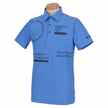 スリクソン SRIXON　メンズ サッカーストライプ タイポグラフィプリント 半袖 ポロシャツ RGMRJA19　2021年モデル ブルー（BL00）
