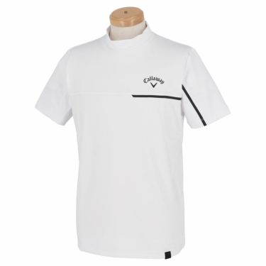 キャロウェイ Callaway　メンズ ロゴプリント ストレッチ 半袖 モックネックシャツ C22134101　2022年モデル ホワイト（1030）