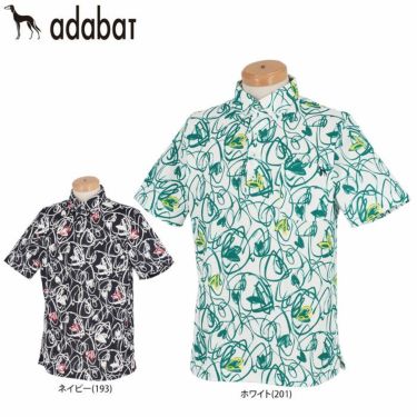 アダバット adabat　メンズ ラインアート 総柄 半袖 ボタンダウン ポロシャツ 082-12441　2021年モデル 詳細1