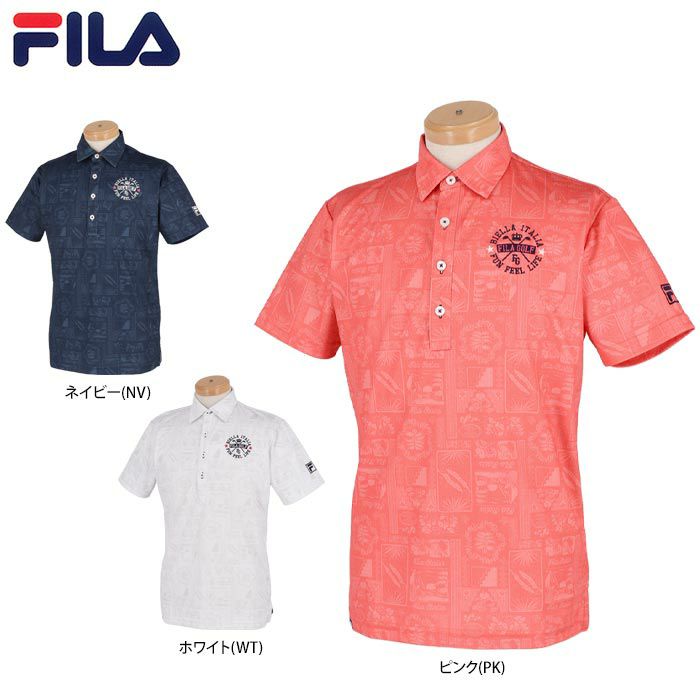 フィラ FILA メンズ ボタニカルモチーフ 総柄 ストレッチ 半袖