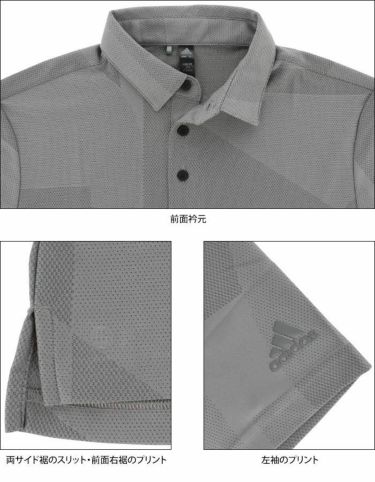 アディダス adidas　メンズ ロゴプリント ストレッチ グラフィックジャカード 半袖 ポロシャツ QD186　2022年モデル 詳細4