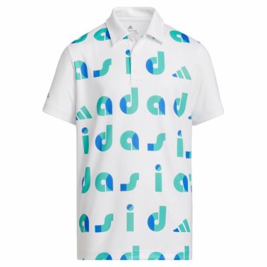 アディダス adidas　ジュニア BOYS ロゴプリント グラフィックプリント 半袖 ポロシャツ I9187　2022年モデル セミミント/ブルー（HC0250）