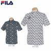 フィラ FILA　メンズ ロゴ刺繍 総柄 ロゴプリント 半袖 ポロシャツ 742-602　2022年モデル