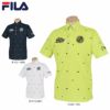 フィラ FILA　メンズ ロゴ刺繍 飛び柄プリント 半袖 ボタンダウン ポロシャツ 742-605　2022年モデル