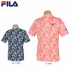 フィラ FILA　メンズ ロゴ刺繍 総柄 ボタニカルプリント 半袖 ポロシャツ 742-610　2022年モデル