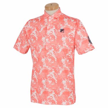 フィラ FILA　メンズ ロゴ刺繍 総柄 ボタニカルプリント 半袖 ポロシャツ 742-610　2022年モデル ピンク（PK）
