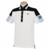 フィラ FILA　メンズ ロゴプリント 鹿の子 配色切替 半袖 ポロシャツ 742-641　2022年モデル ホワイト（WT）