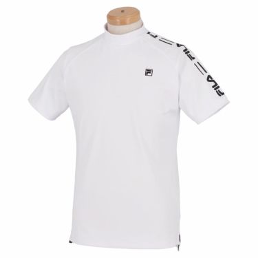 フィラ FILA　メンズ ロゴプリント ストレッチ 半袖 ラグランスリーブ モックネックシャツ 742-643　2022年モデル ホワイト（WT）