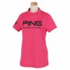 ピン PING　レディース ビッグロゴプリント デルタスムース 半袖 モックネックシャツ 622-2168300　2022年モデル ピンク（090）