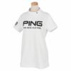ピン PING　レディース ビッグロゴプリント デルタスムース 半袖 モックネックシャツ 622-2168300　2022年モデル ホワイト（030）