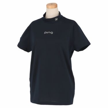 ピン PING　レディース 星柄プリント 半袖 ハイネックシャツ 622-2168303　2022年モデル ネイビー（120）