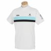 ルコック Le coq sportif　メンズ グラファイトデザイン TourAD コラボ パネルボーダー柄 半袖 モックネックシャツ QGMTJA42　2022年モデル ホワイト（WH00）