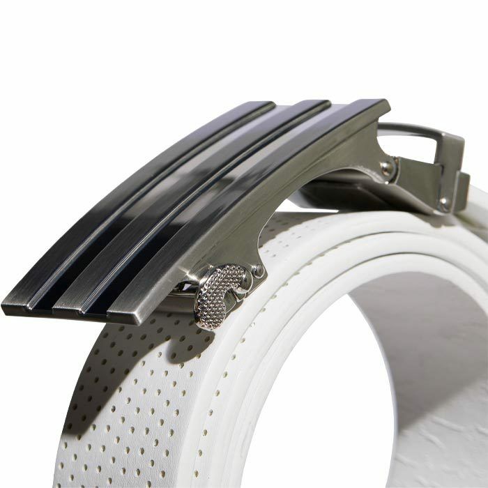 アディダス adidas　スリーストライプバックル パンチング 無段階調節　メンズ ベルト ZB274 HA5950 ホワイト　2022年モデル 詳細1