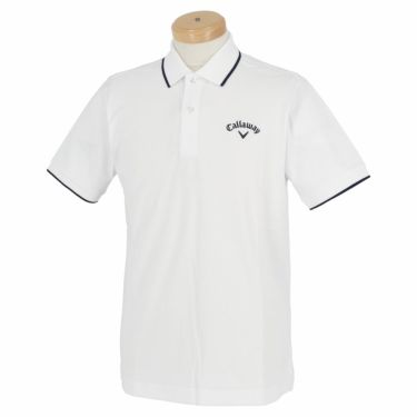 キャロウェイ Callaway メンズ ストレッチ ライン使い 鹿の子 半袖 ポロシャツ 241-1134501　2021年モデル ホワイト（030）