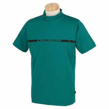 キャロウェイ Callaway メンズ ロゴラインプリント 半袖 モックネックシャツ 241-1134505　2021年モデル グリーン（140）