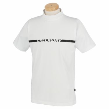キャロウェイ Callaway メンズ ロゴラインプリント 半袖 モックネックシャツ 241-1134505　2021年モデル ホワイト（030）