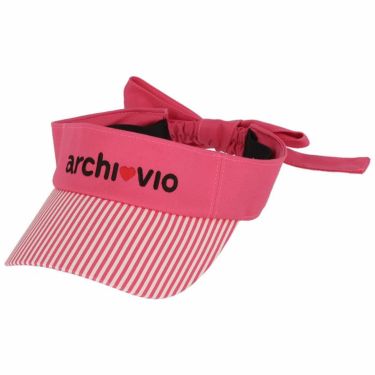 アルチビオ archivio　レディース ロゴ刺繍 ストライプ柄 リボン付き サンバイザー A150308 225 ピンク　2022年モデル ピンク（225）