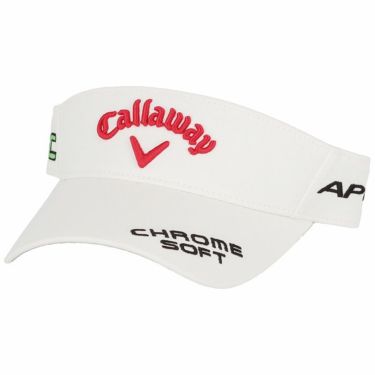キャロウェイ Callaway　レディース 立体刺繍ロゴ コットンツイル サンバイザー C21991208 1034 ホワイト×レッド　2021年モデル ホワイト×レッド（1034）