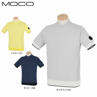 MOCO モコ　メンズ ロゴワッペン 編地切替 半袖 ニット ニット プルオーバー 21-1221140　2021年モデル 詳細1
