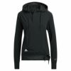 アディダス adidas　レディース ロゴプリント メッシュ切替 ストレッチ 長袖 プルオーバー フーディー MNA24　2022年モデル ブラック（HA6053）