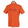 ピン PING　メンズ UVカット ロゴプリント ストレッチ 半袖 モックネックシャツ 621-2168404　2022年モデル オレンジ（150）