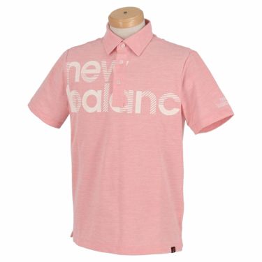 ニューバランスゴルフ　メンズ METRO ロゴデザインプリント 鹿の子 半袖 ポロシャツ 012-2168011　2022年モデル ピンク（090）