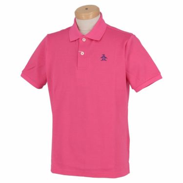 マンシングウェア Munsingwear　メンズ ロゴ刺繍 鹿の子 半袖 ポロシャツ XSG1600AX 濃ピンク（W559）