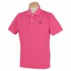 マンシングウェア Munsingwear　メンズ ロゴ刺繍 鹿の子 半袖 ポロシャツ XSG1600AX 濃ピンク（W559）