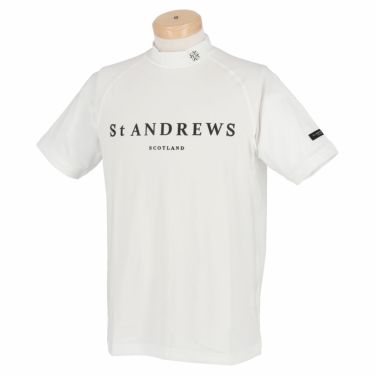 セントアンドリュース St ANDREWS　メンズ ベア天竺 センターバッグライン ストレッチ 半袖 ハイネックシャツ 042-2167351　2022年モデル ホワイト（030）