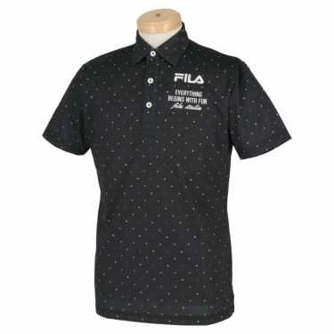 フィラ FILA　メンズ ロゴ刺繍 ドット柄 ストレッチ 半袖 ポロシャツ 741-681　2021年モデル ブラック（BK）