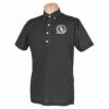フィラ FILA　メンズ ロゴ刺繍 ドット柄 ストレッチ 半袖 ボタンダウン ポロシャツ 741-682　2021年モデル ブラック（BK）
