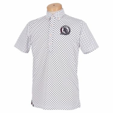 フィラ FILA　メンズ ロゴ刺繍 ドット柄 ストレッチ 半袖 ボタンダウン ポロシャツ 741-682　2021年モデル ホワイト（WT）