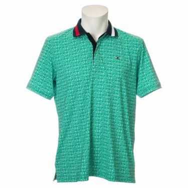 トミー ヒルフィガー ゴルフ　メンズ 総柄 半袖 比翼仕立て ポロシャツ THMA221　2022年モデル グリーン（60）