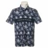 トミー ヒルフィガー ゴルフ　メンズ ヤシの木プリント 総柄 半袖 ポロシャツ THMA234　2022年モデル ネイビー（30）