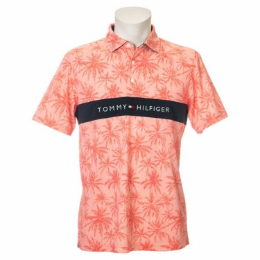トミー ヒルフィガー ゴルフ　メンズ ヤシの木プリント 総柄 半袖 ポロシャツ THMA234　2022年モデル ピンク（48）