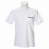 トミー ヒルフィガー ゴルフ　メンズ バックプリント メッシュフラッグ柄 半袖 胸ポケット付き モックネックシャツ THMA238　2022年モデル ホワイト（00）
