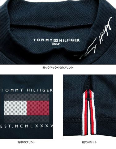 トミー ヒルフィガー ゴルフ　メンズ バックプリント メッシュフラッグ柄 半袖 胸ポケット付き モックネックシャツ THMA238　2022年モデル 詳細4