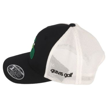 グラビス ゴルフ gravis golf　立体ロゴ刺繍 メッシュキャップ GGF-2B-FC02 BLACK/WHITE 詳細1